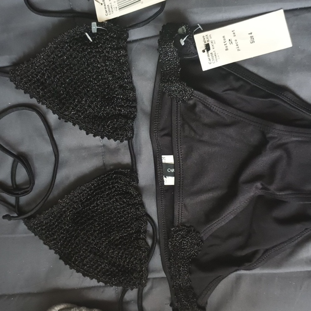 Carmen Marc Valvo NWT Sz 4 Blk Tri Bikini